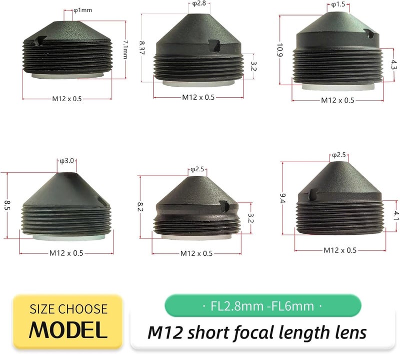 QILENS M12 Lens Sample Kit for Security Cameras – Short, Medium & Long Focal Lengths (2.1mm to 70mm) – Compatible with CCTV, Raspberry Pi, & Industrial Cameras (M12ShortKit) - Image 3
